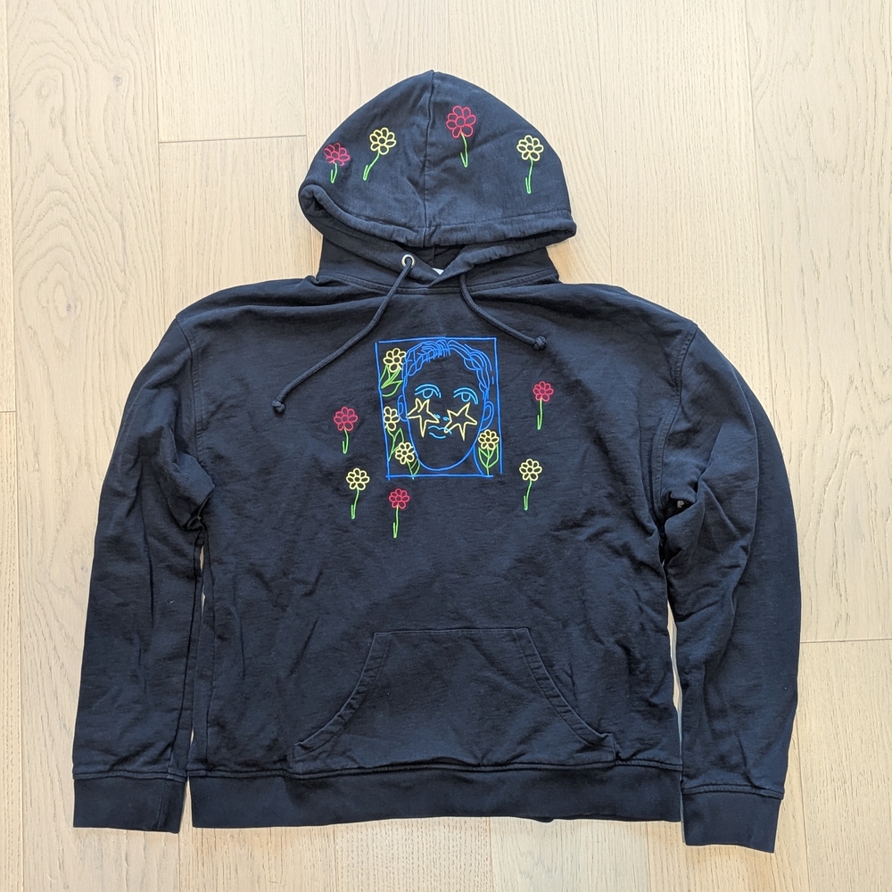 Black Floral Graphic Hoodie Sweatshirt